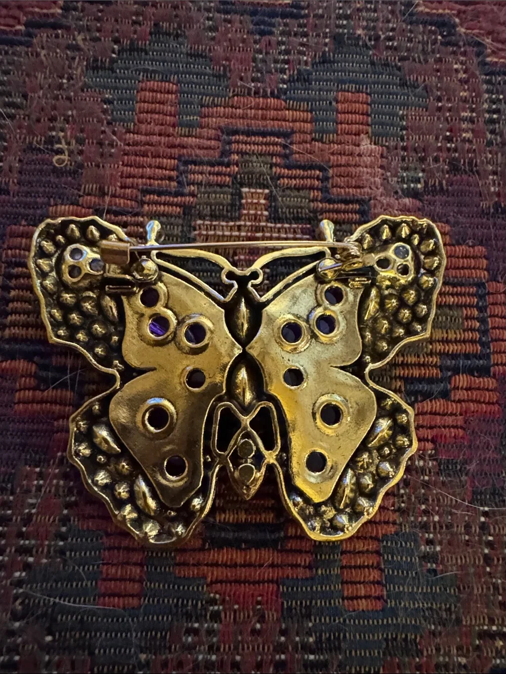 Aratta Silent Journey Purple Butterfly Crystal Brooch - Gold Tone Accent NWOT